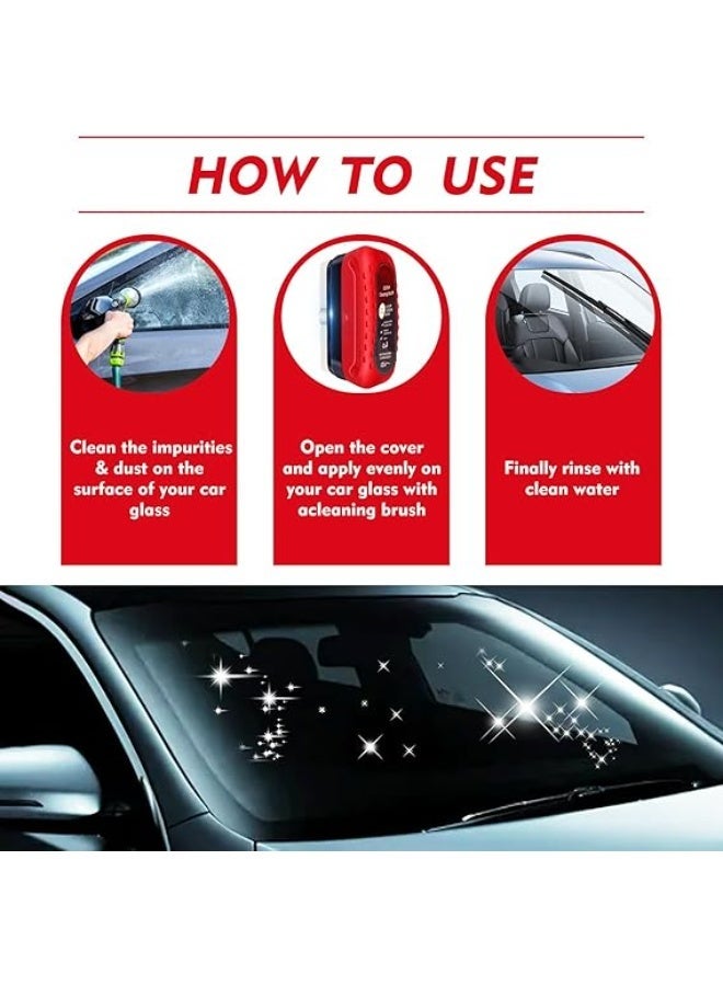 Automotive Oil Film Cleaning Brush with Reusable Foam Sprayer, Upgraded Antifog Glass Cleaning Board, Glass Oil Film Remover for Car Windows & Windshields (Red) - Image 2